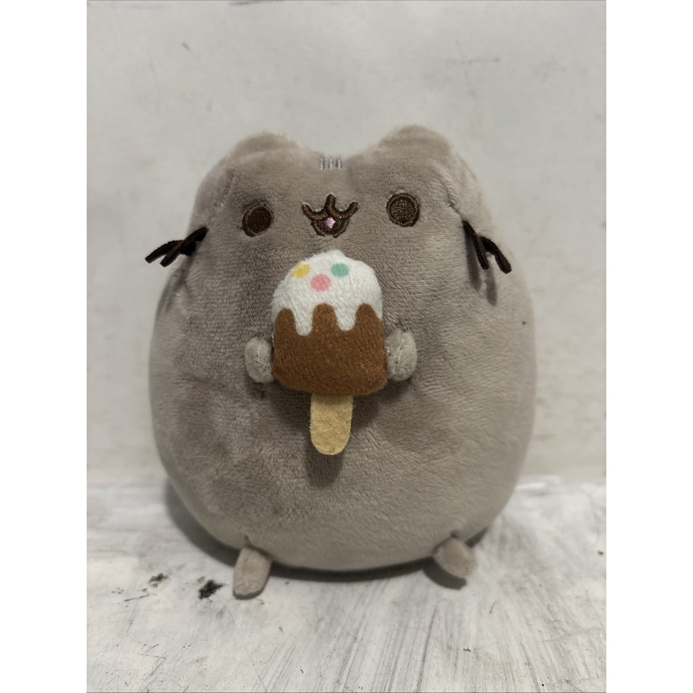 GUND Pusheen Cat Love Ice Cream 6 Inch Stuffed Animal Gray Plush Toy